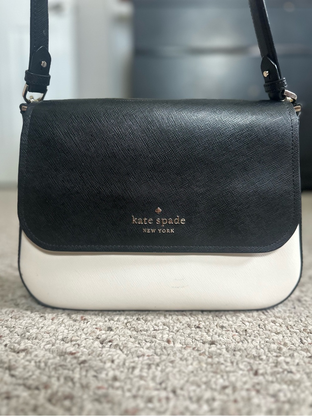 Kate Spade Shoulder Bag Adjustable Crossbody Black & White - Picture 3 of 8